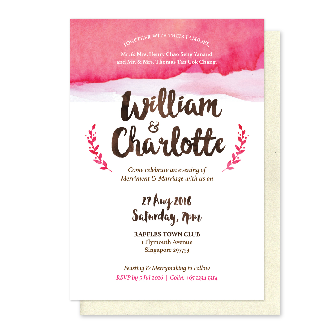 watercolour dreams invitation card